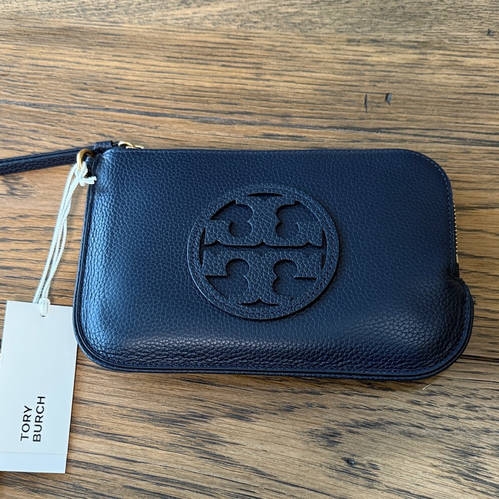 Tory Burch Navy Leather Miller Wristlet